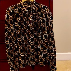 Black bow neck blouse by Banana Republic